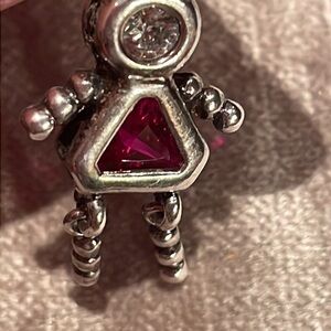 Vintage Birthstone Moving Girl Dress Charm for Necklace Pendant Red 925